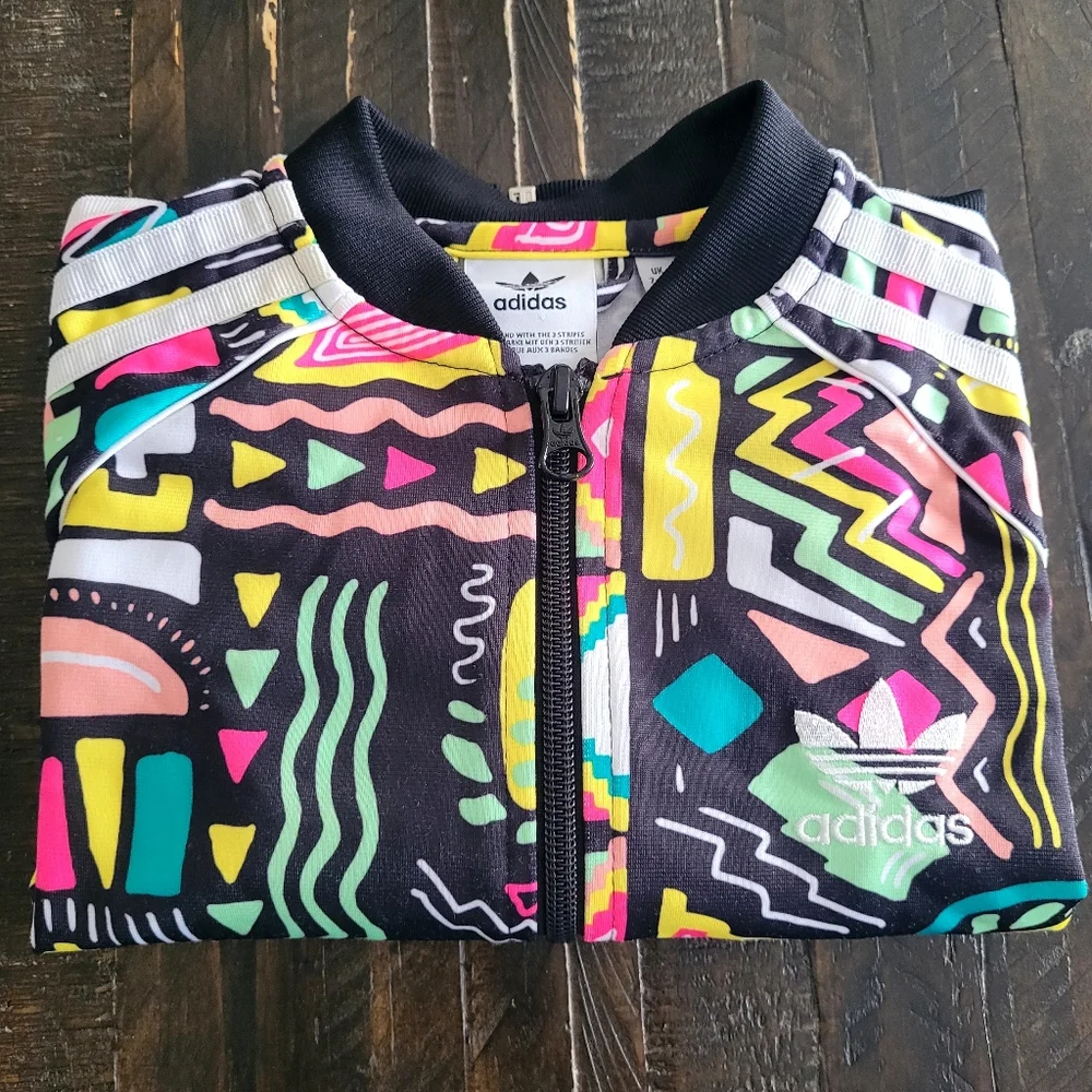 Adidas Cropped SST Full-Zip Track Jacket Girls Size 7-8Y XS